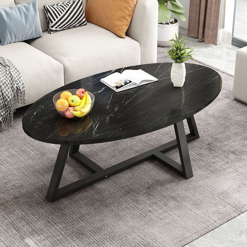 Glass Open Shelf Cocktail Table Oval Minimalist Modern Coffee Table