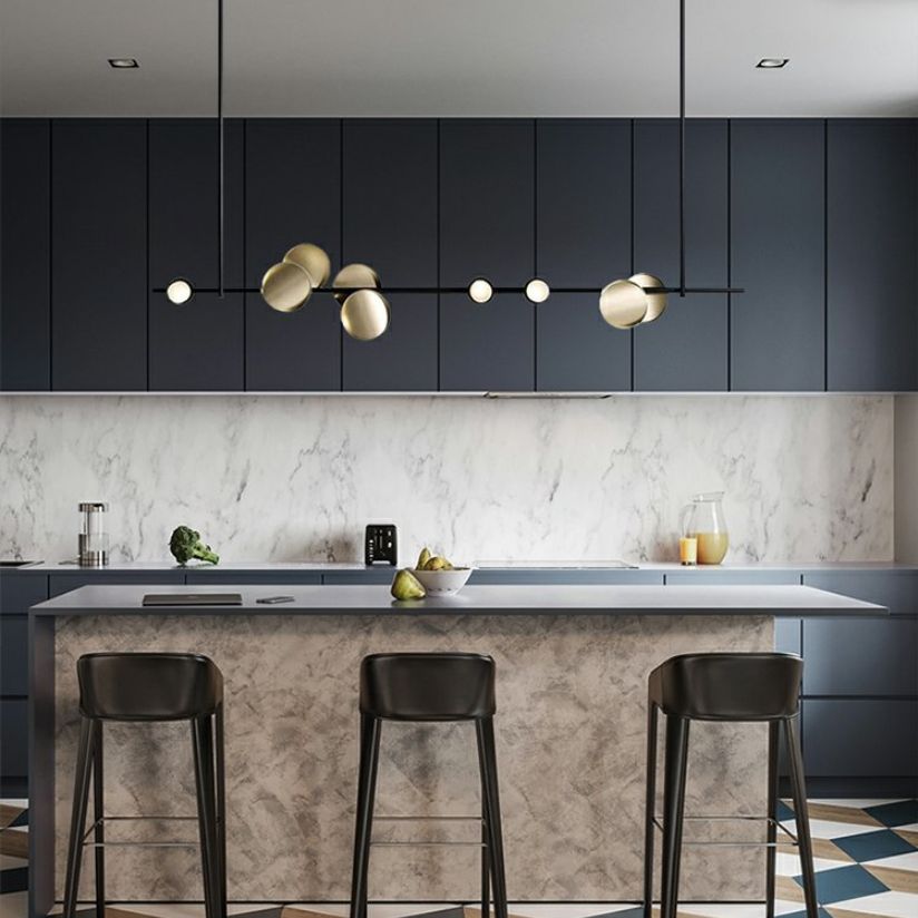 Modern Island Pendant Lamps 9-Light Restaurant Hanging Light Fixtures with Metal Shade