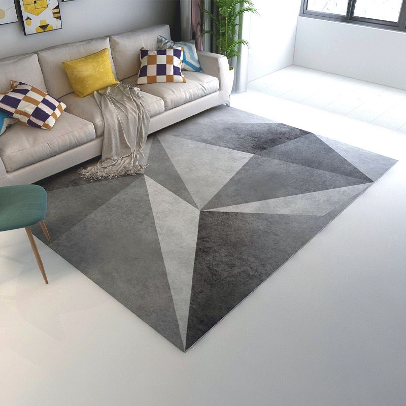 Grey Simplicity Rug Polyester Geometric Rug Washable Rug for Home Decor