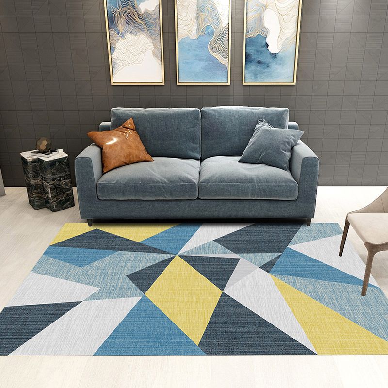 Beige Modern Carpet Geometric Polyester Carpet Washable Carpet for Drawing Room