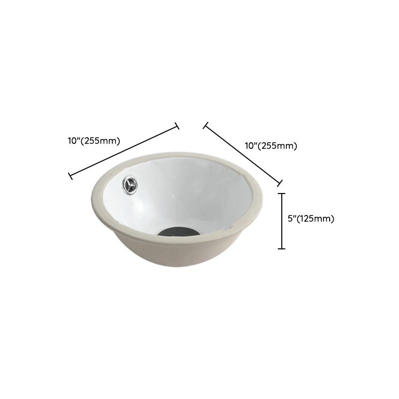 Traditional Undermount Bathroom Sink Round Porcelain Shut-Off Valve Included Basin Sink