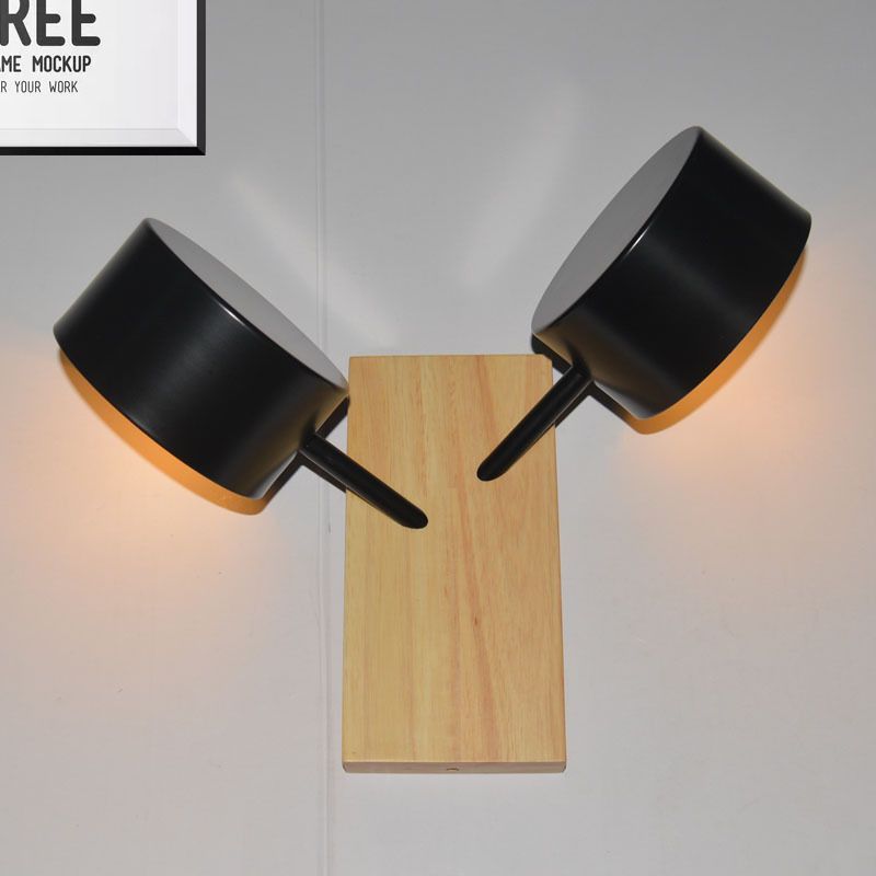 Double tambour Shade Mall Murd Light Contemporary Metal 2 Bulbes Black / White / Blue Wall Lighting Forment pour la cuisine