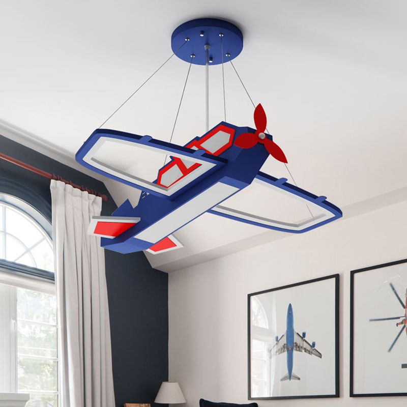 Éclairage pendentif avion bleu foncé lustre en métal LED LED pour chambre à coucher