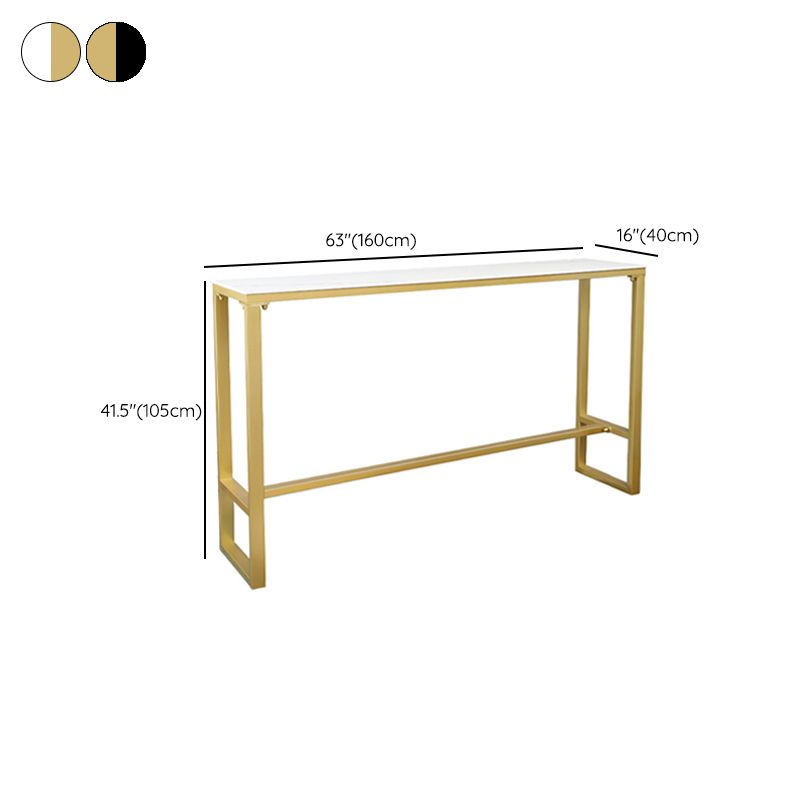 Stone Top Bar Stool Table Glam Style Pub Table with Gold Legs