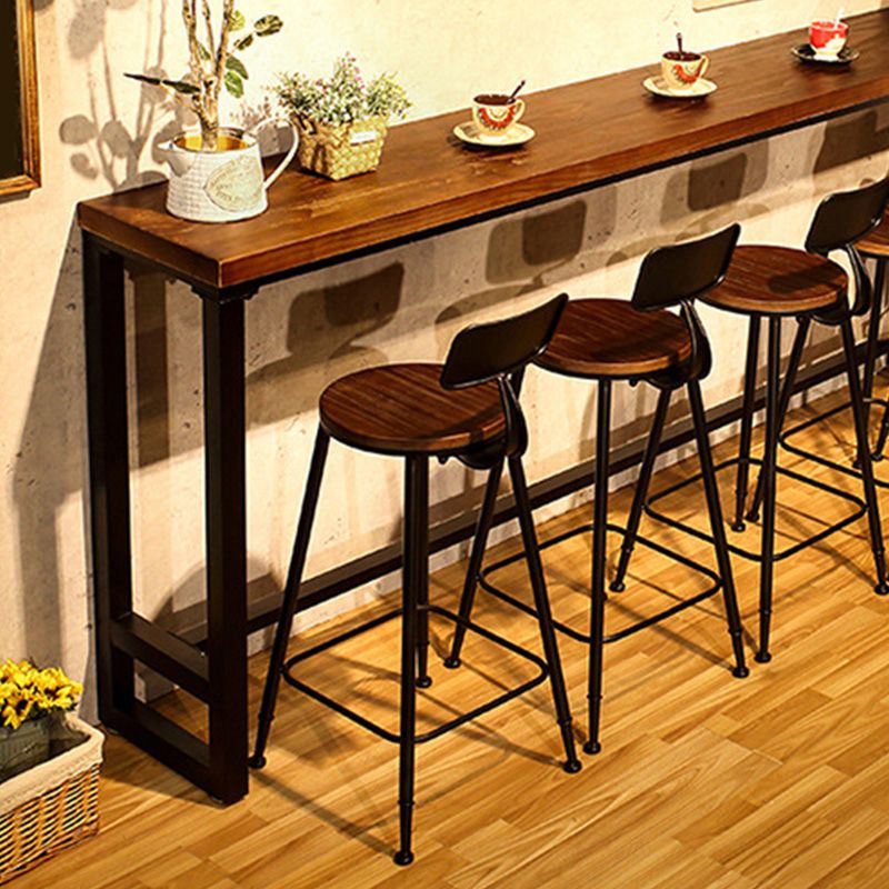 Contemporary Metal Bar Stool Wood Seat Bar Stool for Home Use