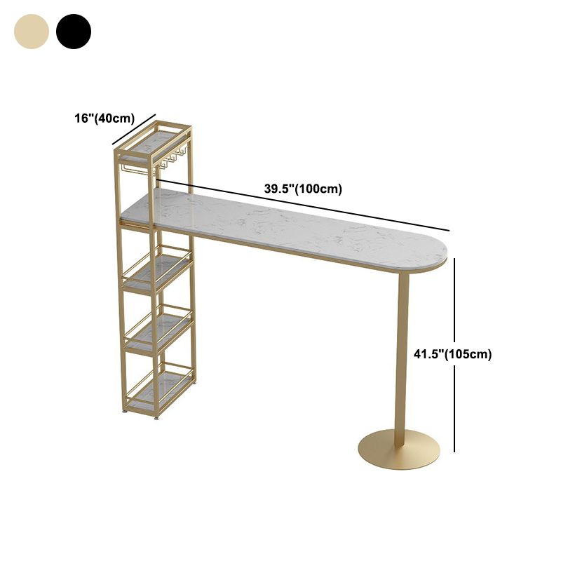 Faux Marble Bar Table Set Glam Style 1/2/3 Pieces Counter Table for Indoor