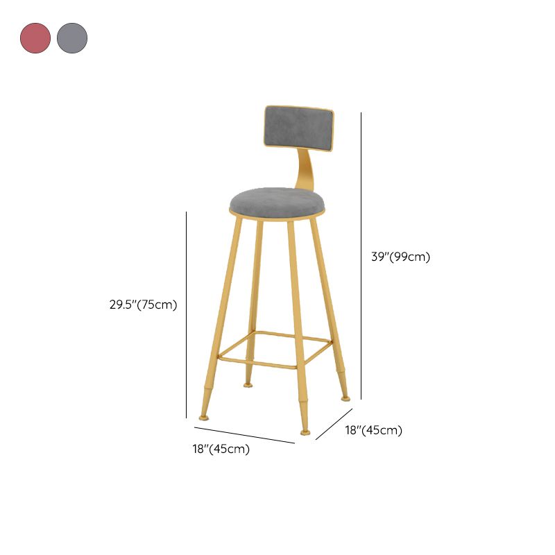 Scandinavian Upholstered Counter Stool Round Bar-height Bar Stool for Indoor