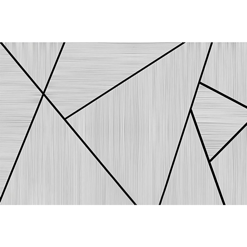 Geometries Mural Wallpaper in Pastel Grey, Minimalist Wall Art for Kindergarten