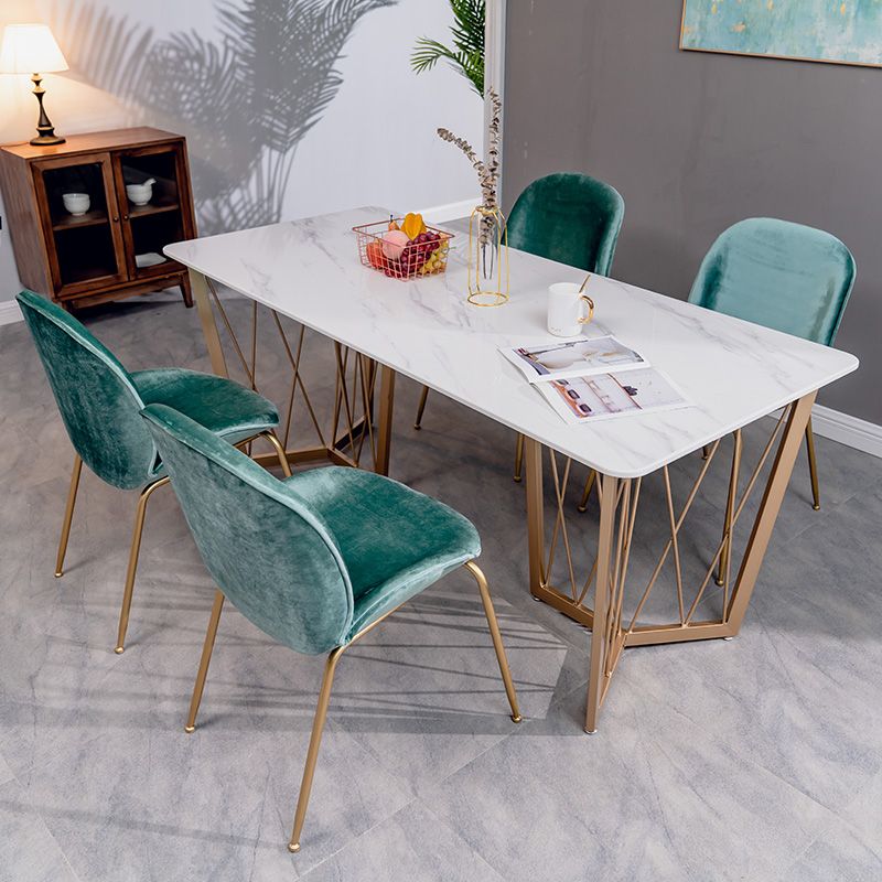 Contemporary Rectangle Dinette Set 1/2/4/5/7 Pieces White Marble Dining Table Set