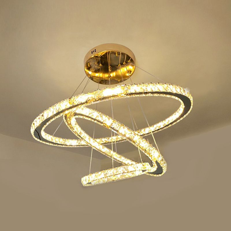 Lampade lampadario moderno ad anello lampada lampadario a più testa con tonalità di cristallo