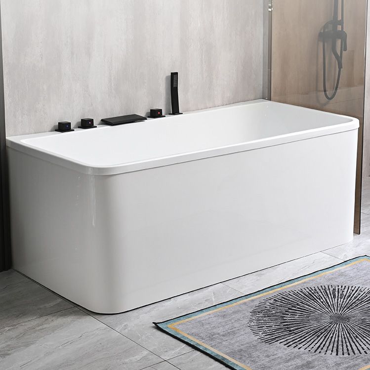 Back to Wall Soaking Bathtub Modern Rectangular Antique Finish Bath Tub