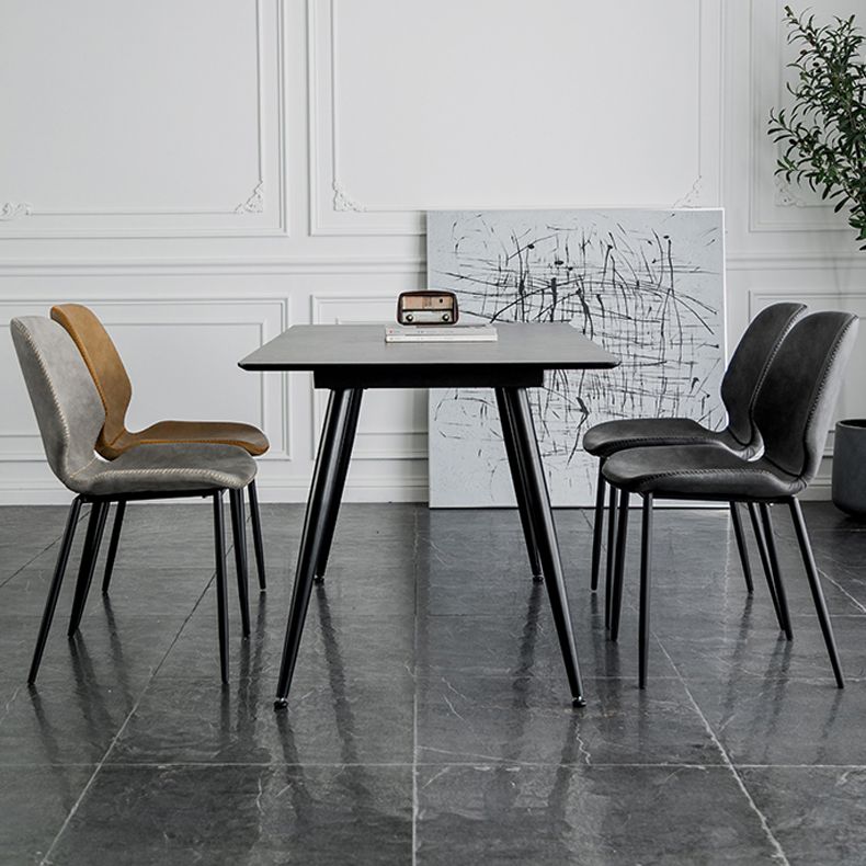 Silla lateral de comedor de metal moderno, respaldo sólido, silla sin brazos para uso en restaurantes