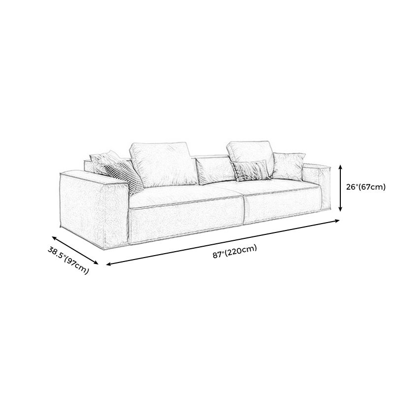 Contemporary Square Arm Sofa Leather Couch Sofa Set with Pillows