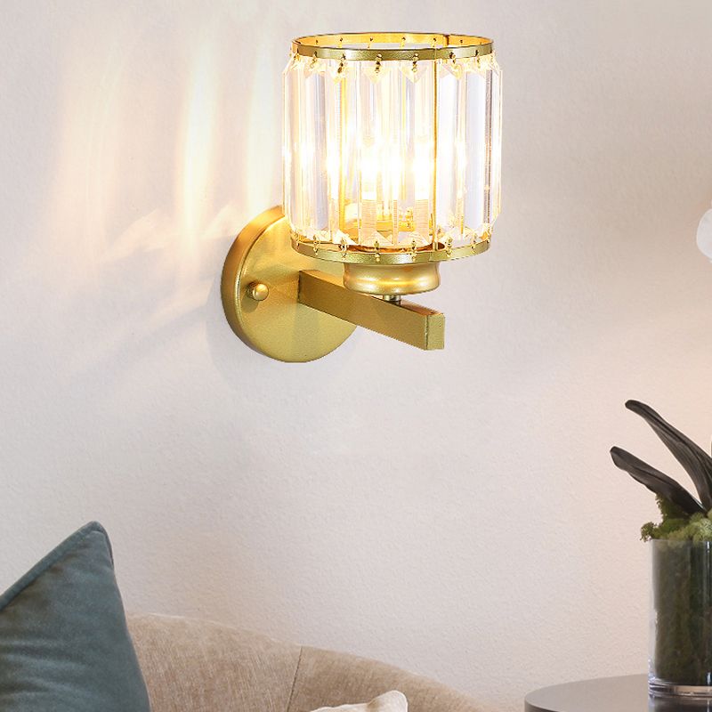 Crystal Half Cylinder Shape Wall Light Modern 1 Light Wall Light Sconce