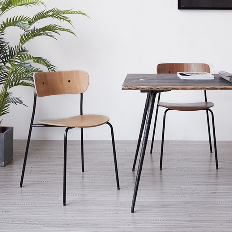 Magasin de thé au lait moderne, chaise latérale à dossier ouvert, chaise de salle à manger en bois avec pieds noirs