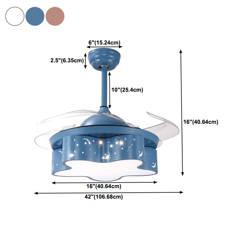 Lovely Color Ceiling Fan Light Fixture Modern LED Ceiling Flush Mount for Kids' Room