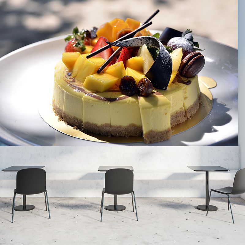Horizontal Photography Nice Cake Mural Wallpaper Wall Covering for Dessert Shop