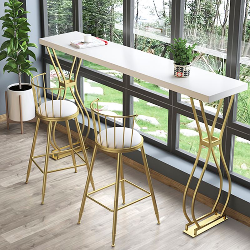 Contemporary Double pedestal Patio Bar Table Solid Wood Bistro Bar Height Table