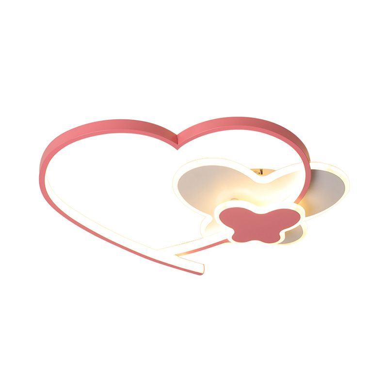 Loving Heart Frame Ceiling Flush Minimaliste Acrylique LED Rose Flushmount Éclairage Fixture pour la chambre