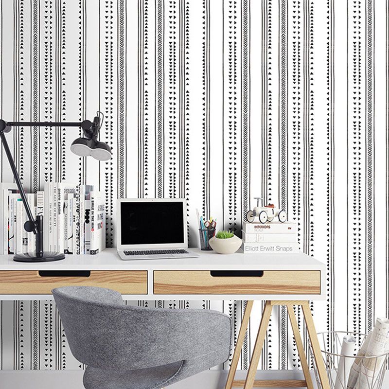 Modern Wallpaper Roll for Home Decoration with Dotted Lines Pattern in Soft Grey, Peel and Stick, 29.1 sq ft.