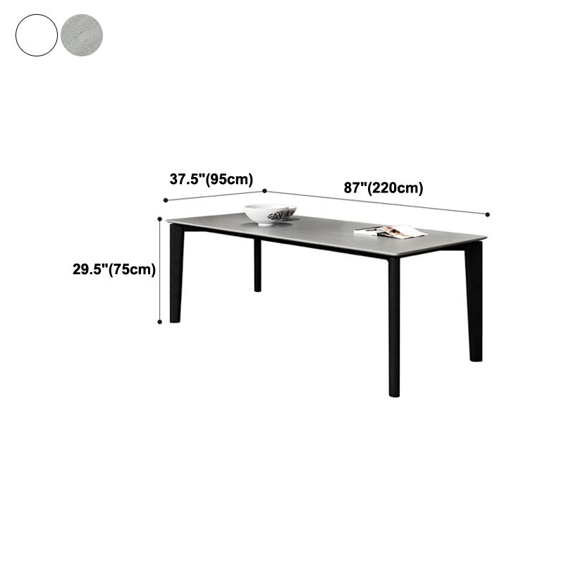 Mid-Century Modern Dining Table Rectangle Stone Dining Table with 4 Legs