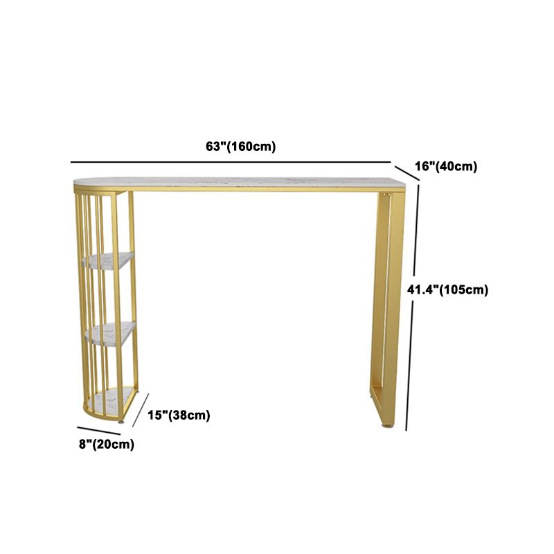 1/3 Pieces Glam Iron Bar Table Set White Faux Marble Top Bistro Set with Shelf