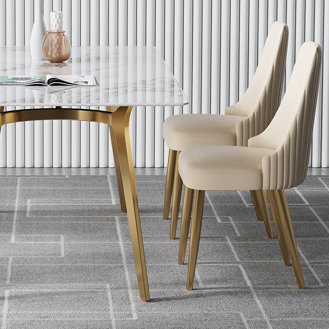 Luxury Sintered Stone Dining Table Rectangle Table with Metal Base and 4 Legs