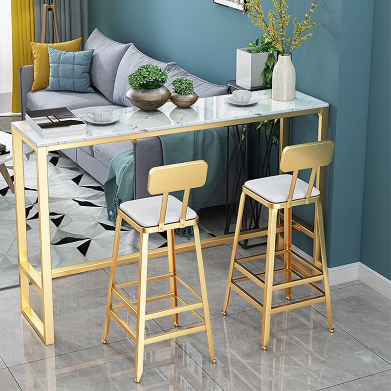 Glam Bar-height Table Faux Marble and White Bar Table for Patio Use