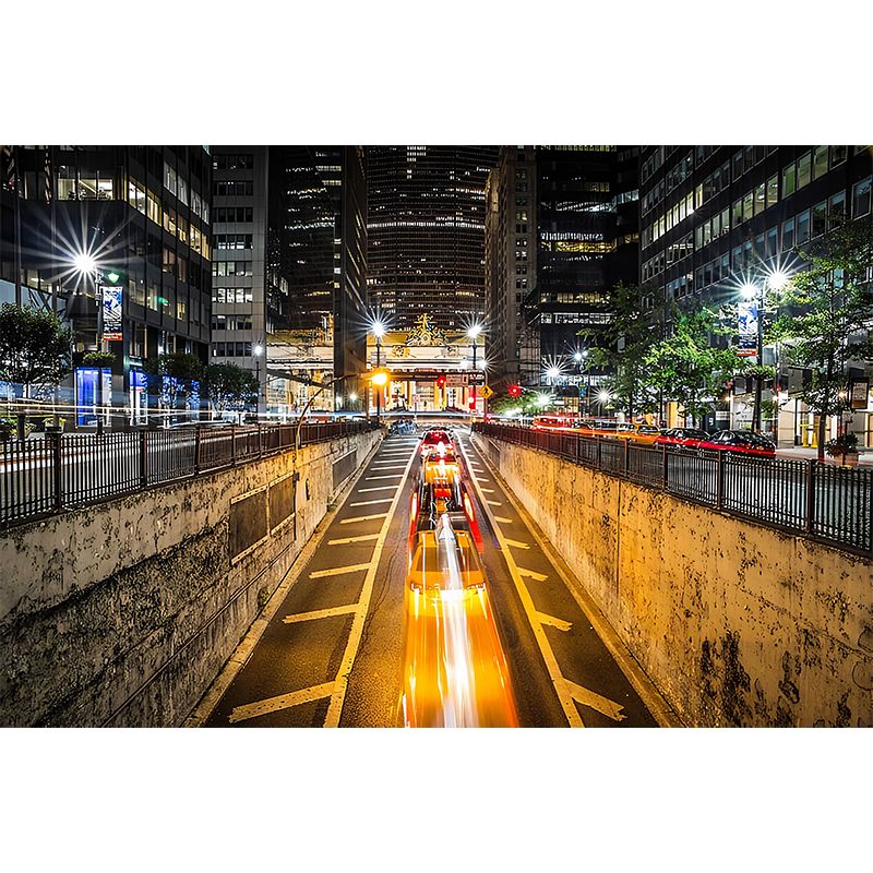 Photo Modern Mural Wallpaper Yellow Urban Road Wall Covering, Personalized Size Available