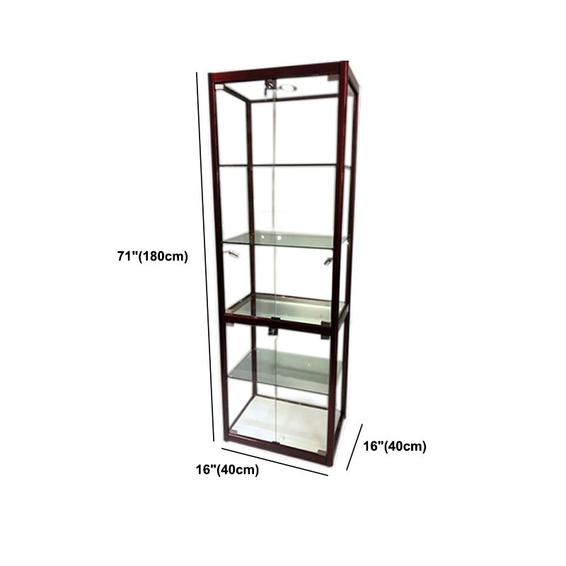 Modern Display Stand Black Frame Locking Curio Cabinet with Glass Shelves