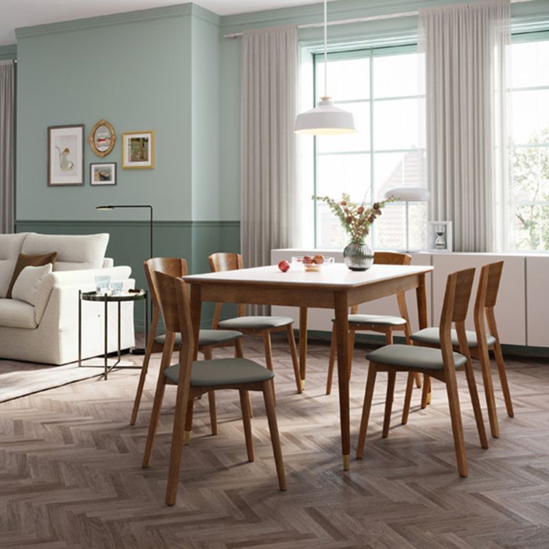 Sintered Stone Dining Table Rectangle Modern Dinner Table with Wooden Legs