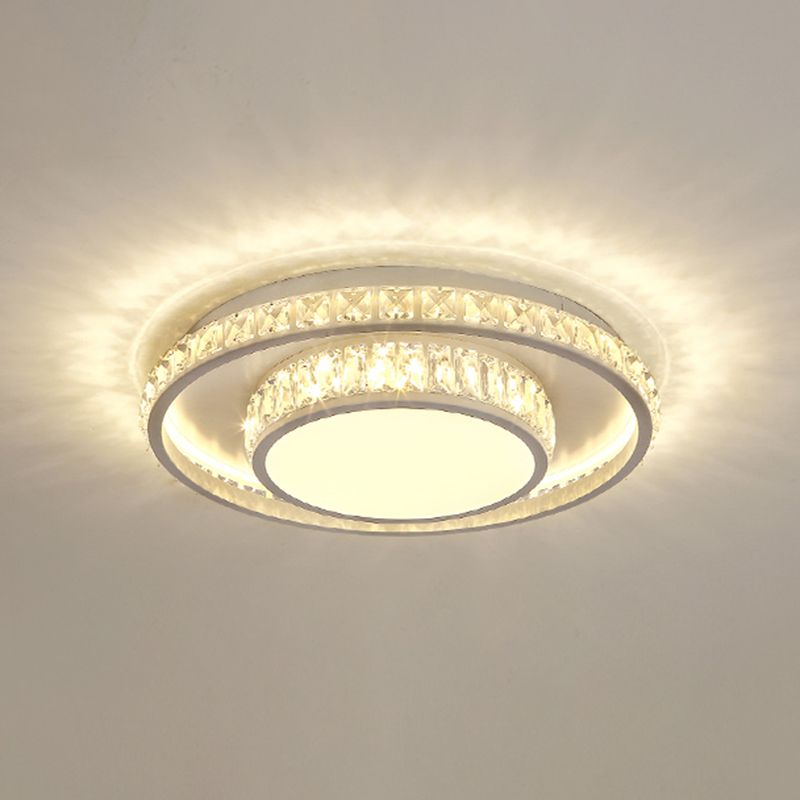 Simplicité DEL Geometric DEL Flush Mount Light Crystal Bedroom Flush Mount Ceiling Light in Stainless-Steel