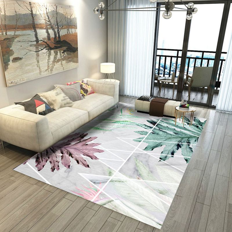 Comfort Plants Pattern Rug Simplicity Modern Rug Polyester Friendly Washable Carpet for Home Decor