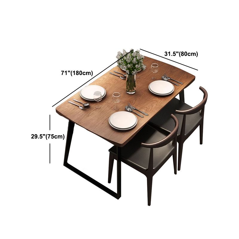 Metal Sled Base Dining Table Industrial Rectangle Dinette Table with Wood Top