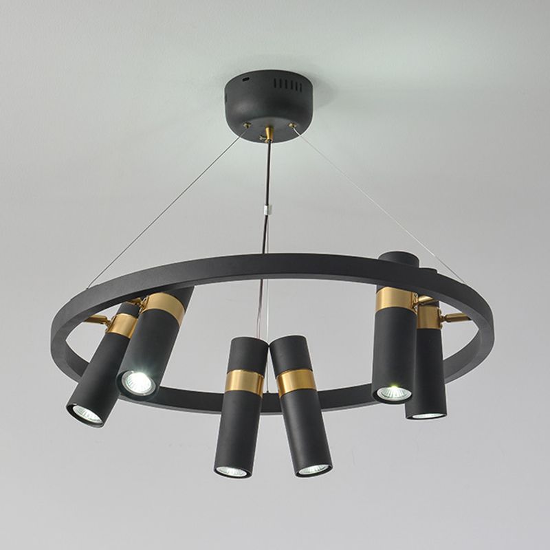 Modern Cylinder Chandelier Black Multi Light Chandelier Pendant for Dining Room