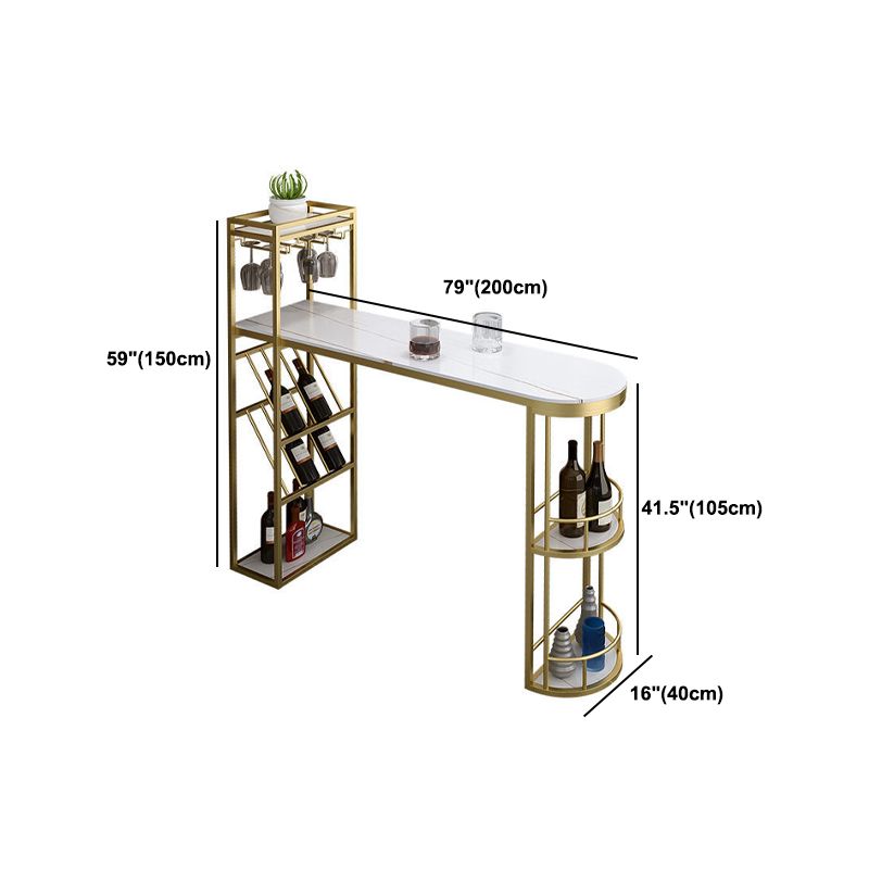 Glam Style 1/2/3 Pieces Bar Table Set Rectangle Bar Table with High Stools for Home