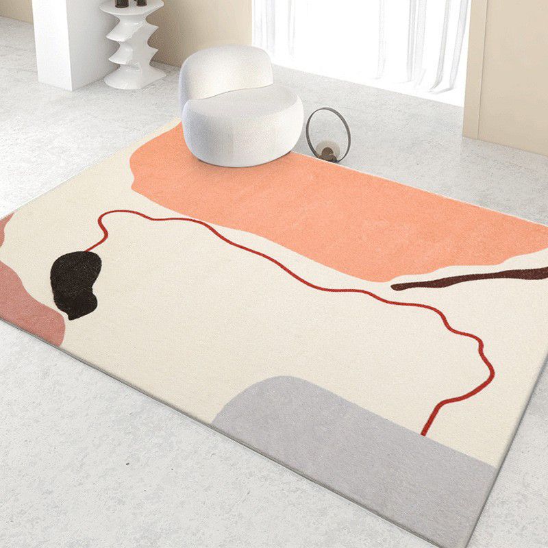 Beige Modern Rug Irregular Line Rug Washable Rug for Home Decor