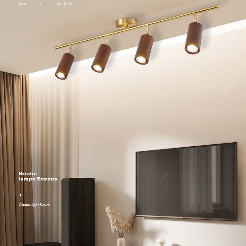 Modern LED Track Lighting Minimalist Chinese Style Wooden Downlight for Home Living Room and Aisle