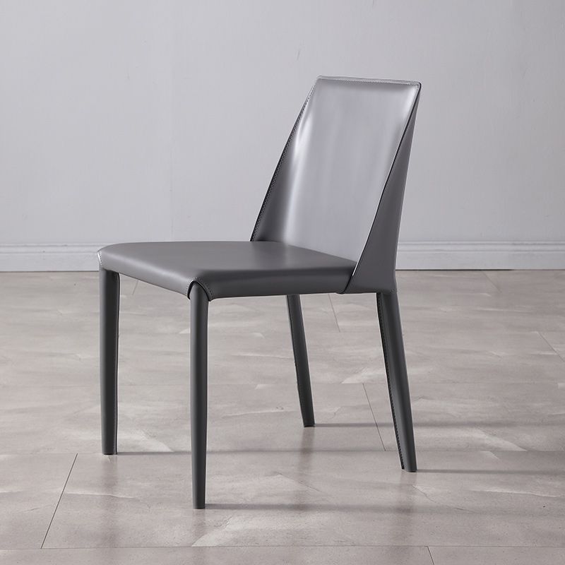 Low Back Side Chair with Leather Legs Metal Contemporary Dining Chair for Home