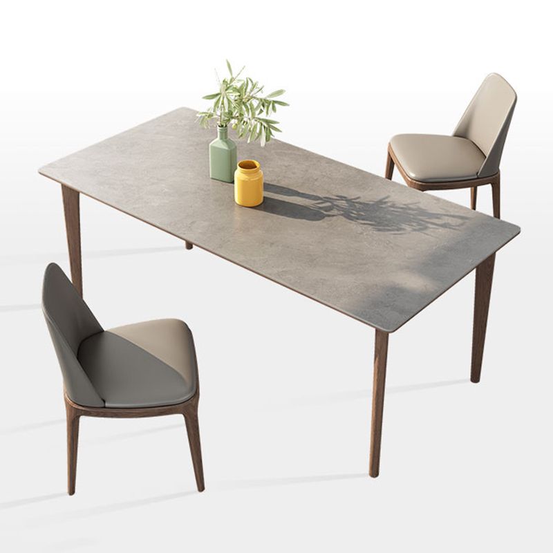 Mesa de comedor estándar de piedra sinterizada de mediados de siglo, mesa gris con forma rectangular, para cocina