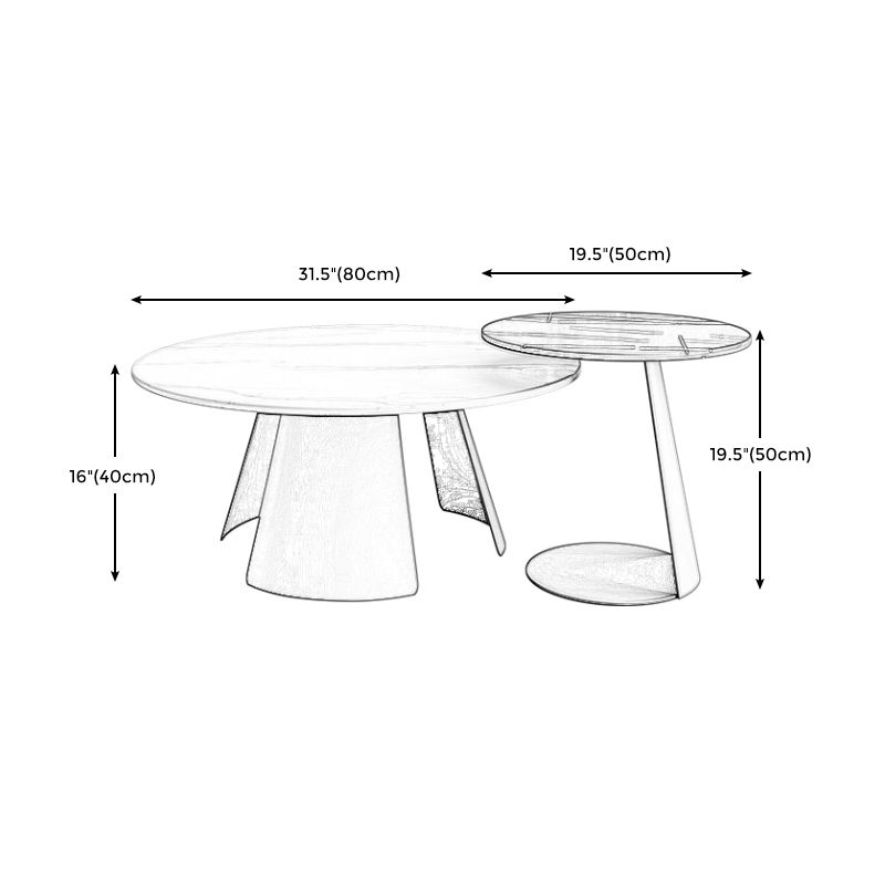 Modern Fixed Top Coffee Table Round Steel Abstract Cocktail Table