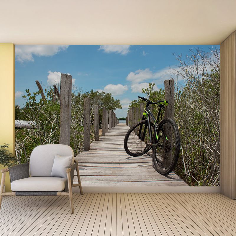 Bike Mural Wallpaper Home Decor Unique Design for Man Boy Room, Custom Size Available