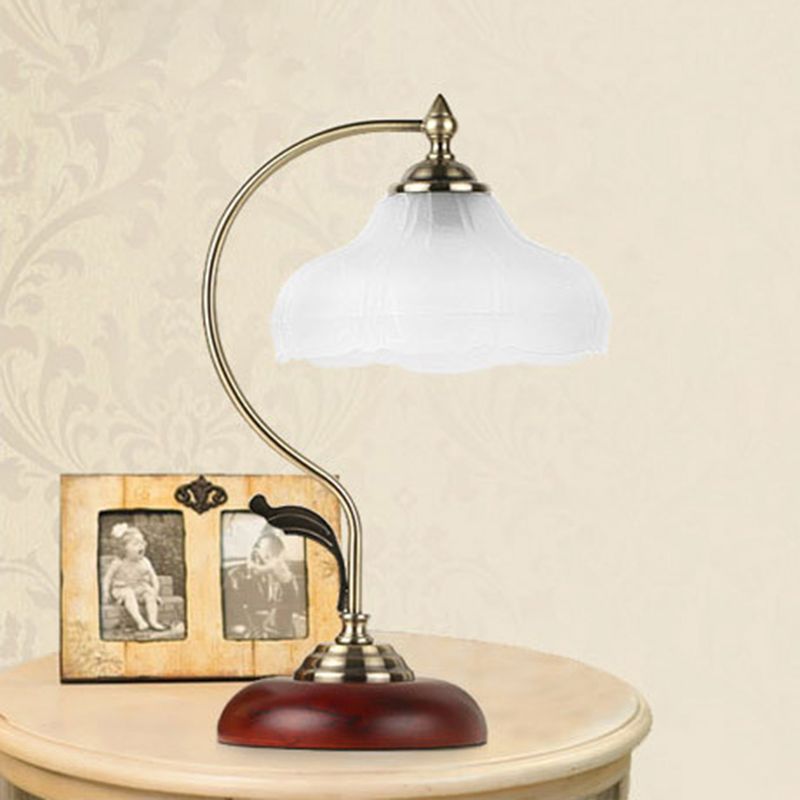Flower Table Light Modern Nightstand Lamps Wood 1 Light Table Lamp in Gold