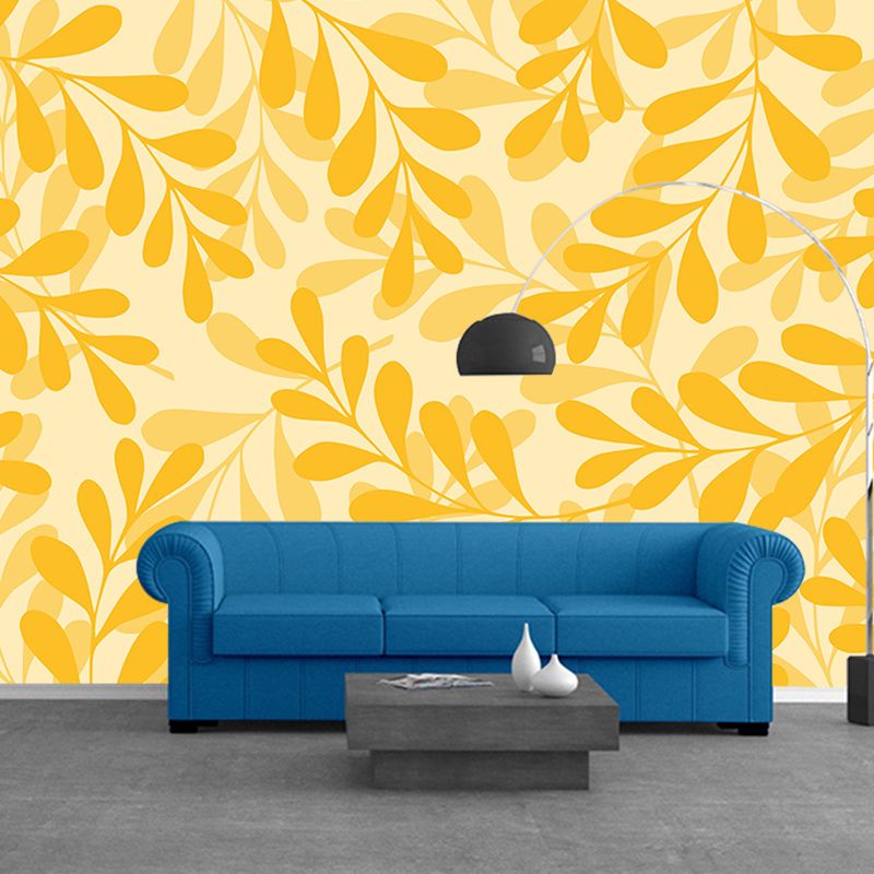 Tropical Plants Wall Mural Mildew Resistant for Sitting Room