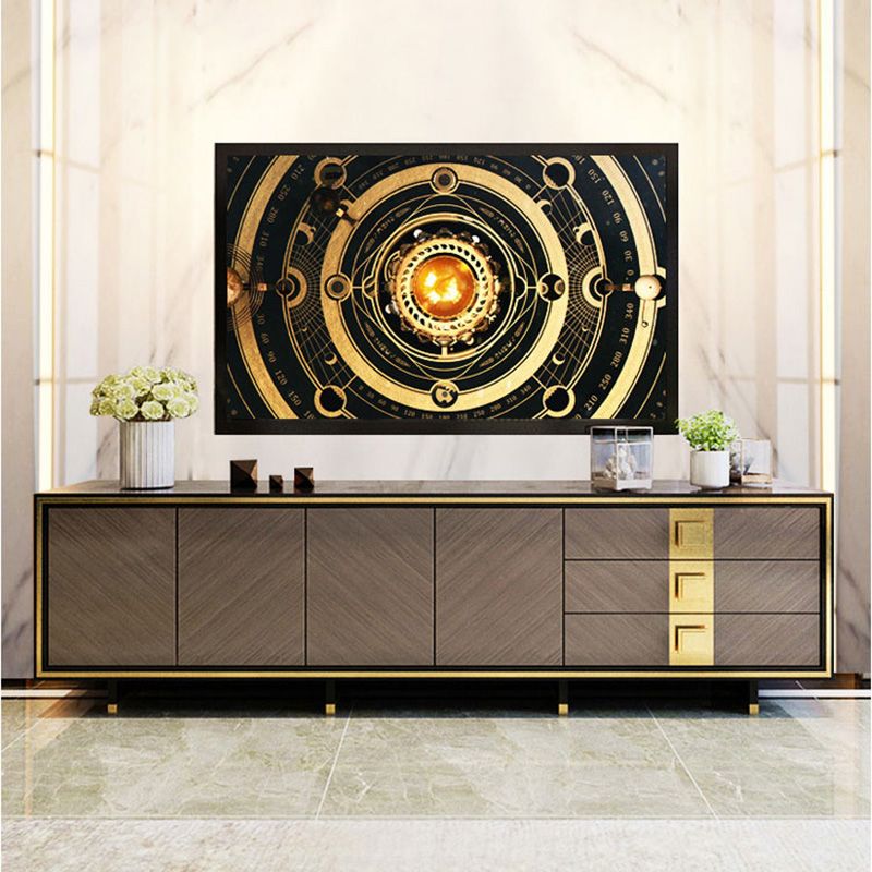 Luxury Style Rectangle TV Stand Glass Enclosed Storage TV Cabinet