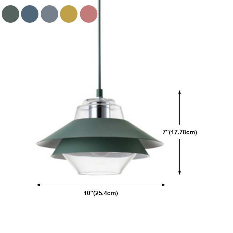 Macaron Small Pendant Lampe Suspension Light avec une teinte en verre pour salle à manger