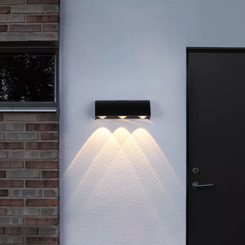 Modern Style Wall Lamp Metal 3 Lights Sconces in Black for Outdoor