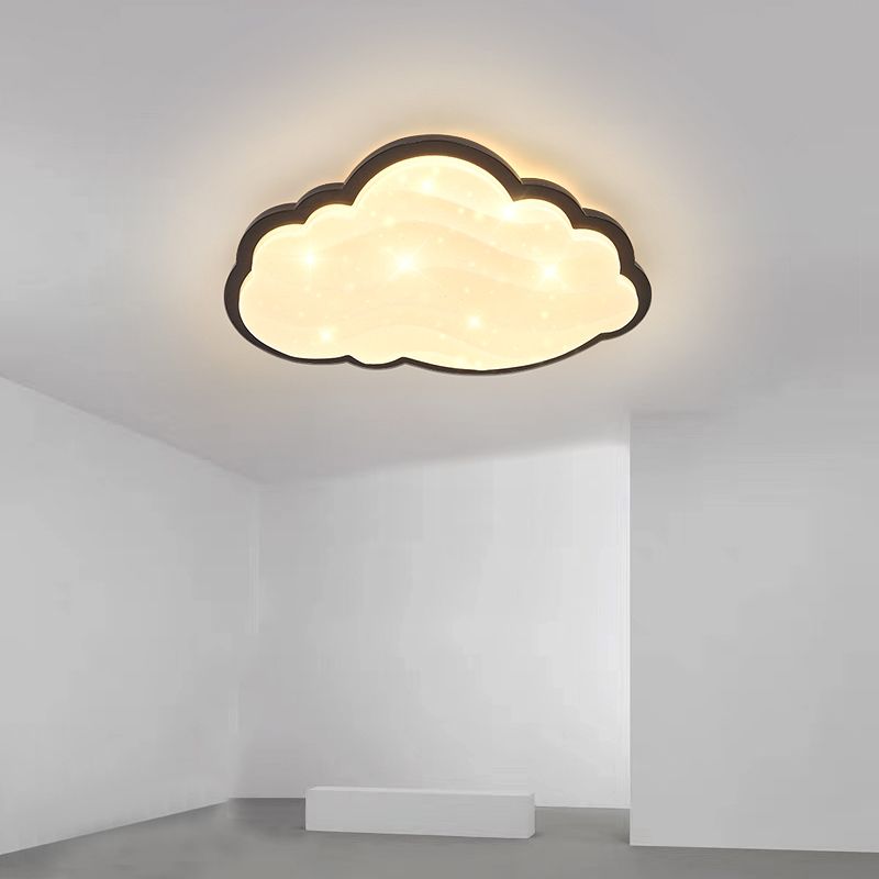 Cloud Wood Flush Mount Lighting Modern Style 1 Light Flush Mount luminaire