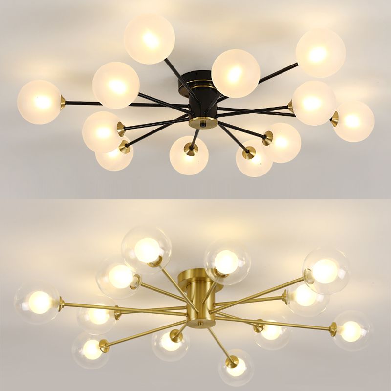 Glass Bubbles Semi-Flush Ceiling Light Nordic Style Semi Flush Mount Ceiling Light