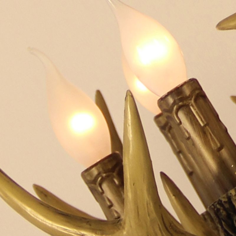 Brun 9 lumières suspendues lustres en résine rustique lampe suspendue au plafond de bougie avec conception de bois